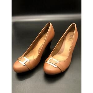 Euro Soft by Sofftt Brown Leather Heels, Women's Size 7.5M/EUR 38